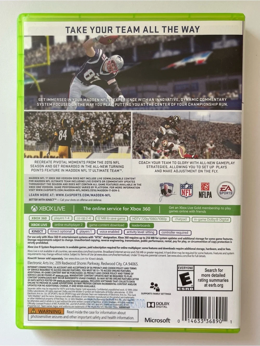 Xbox Football & Basketball Game Lot - Madde 15 17 21 & NBA Live 18 - 4 Games